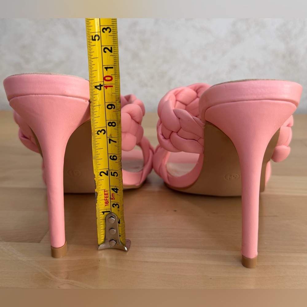 Pink Braided Strap Stiletto Heels Square Toe Mule Sandals 5.5 - Picture 5 of 8